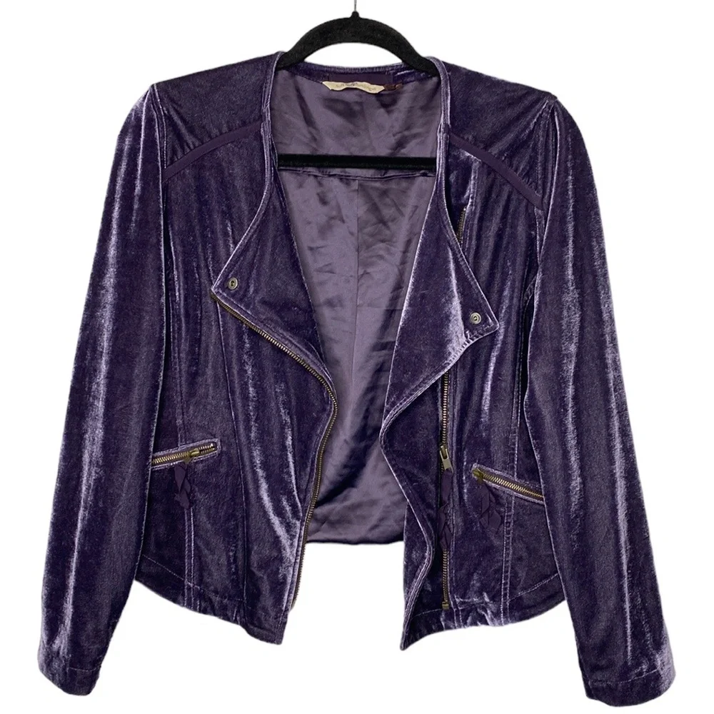 Soft Surroundings Velvet Moto Jacket Size S - Picture 1 of 6